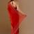 Red embellished sequinned organza saree with unstitched blouse piece
