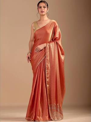 Copper embellished sequinned organza heavy work saree 1