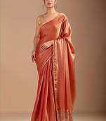 Copper embellished sequinned organza heavy work saree