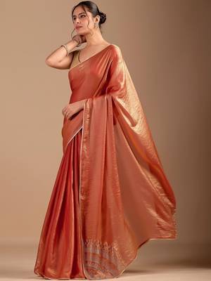 Copper embellished sequinned organza heavy work saree 5