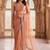 Peach embellished beads and stones tissue saree