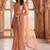 Peach embellished beads and stones tissue saree
