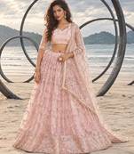 LIGHT ONION NET THREAD WITH ZARI AND SEQUIN WORK FESTIVE LEHENGA CHOLI