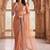 Peach embellished beads and stones tissue saree