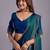 Blue embellished beads and stones organza heavy work saree