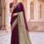 Purple colourblocked beads and stones art silk saree