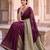 Purple colourblocked beads and stones art silk saree