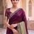 Purple colourblocked beads and stones art silk saree