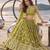 OLIVE GREEN NET THREAD WITH ZARI AND SEQUINCE WORK FESTIVE LEHENGA CHOLI SET FOR WOMEN'S