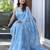 Blue sequinned silk cotton saree