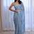 Blue sequinned silk cotton saree