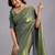 Green embellished sequinned organza heavy work saree