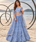 MUSTARD  NET THREAD WITH ZARI AND SEQUINCE WORK FESTIVE LEHENGA CHOLI SET FOR WOMEN'S