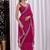 Pink floral beads and stones  chiffon heavy work saree