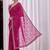 Pink floral beads and stones  chiffon heavy work saree