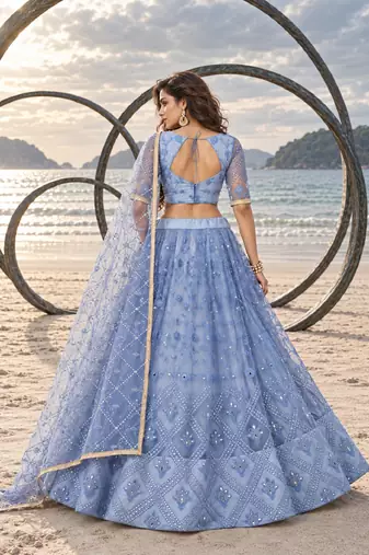MUSTARD  NET THREAD WITH ZARI AND SEQUINCE WORK FESTIVE LEHENGA CHOLI SET FOR WOMEN'S