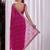 Pink floral beads and stones  chiffon heavy work saree