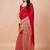 Red women ethnic motifs woven design saree