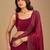 Maroon embellished beads and stones organza heavy work saree