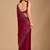 Maroon embellished beads and stones organza heavy work saree