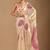 Cream polka dot beads and stones organza designer saree