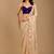 Beige embellished zari organza heavy work saree
