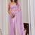 Lavender ethnic motifs embroidered  chiffon saree