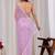 Lavender ethnic motifs embroidered  chiffon saree