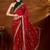 Red bandhani embroidered organza saree