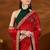 Red bandhani embroidered organza saree