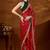 Red bandhani embroidered organza saree