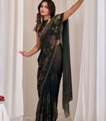 Green floral sequinned organza saree