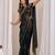 Green floral sequinned organza saree