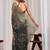 Green floral sequinned organza saree