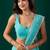 Turquoise woven design embroidered  chiffon saree