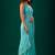 Turquoise woven design embroidered  chiffon saree