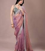 Multicolor embellished sequinned  chiffon heavy work saree