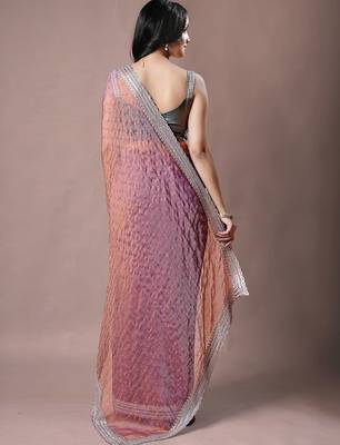 Multicolor embellished sequinned  chiffon heavy work saree 5