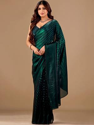 Green organza saree 1