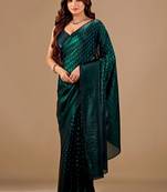 Green organza saree
