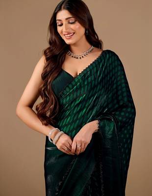 Green organza saree 2