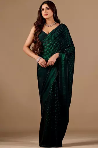 Green organza saree