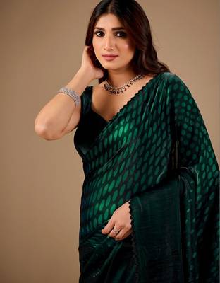 Green organza saree 4