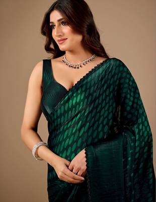 Green organza saree 5
