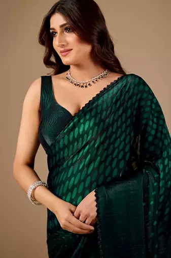 Green organza saree