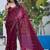 Maroon embellished embroidered silk blend saree