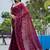 Maroon embellished embroidered silk blend saree