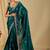 Teal ethnic motifs embroidered organza saree