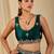 Teal ethnic motifs embroidered organza saree