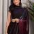 Maroon floral beads and stones poly chiffon saree